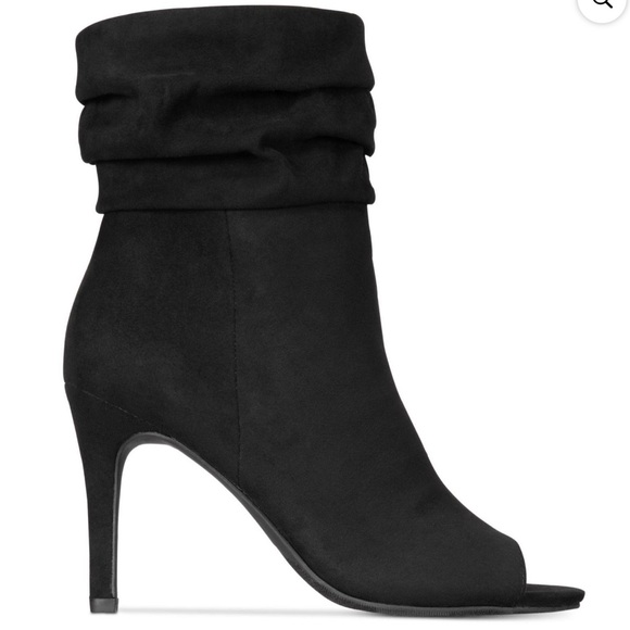 Material Girl Womens Petra Fabric Peep Toe Ankle Fashion Boots, Black, 9 - Picture 2 of 8